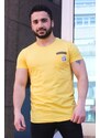 Madmext Crest Detailed Yellow T-Shirt 3025