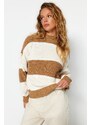 Trendyol Camel Oversized pletený svetr