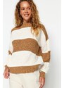 Trendyol Camel Oversized pletený svetr