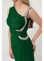 Lafaba Dámské smaragdově zelené kamenné ramínko dlouhé večerní šaty