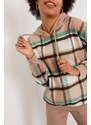 Lafaba Women's Green Plaid Patterned Sweatshirt