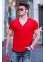 Madmext Men's Red Buttoned T-Shirt 4490