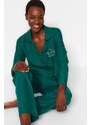 Trendyol Emerald Embroidered Shirt-Pants Woven Pajamas Set