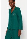 Trendyol Emerald Embroidered Shirt-Pants Woven Pajamas Set