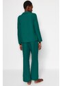 Trendyol Emerald Embroidered Shirt-Pants Woven Pajamas Set