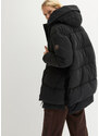 bonprix Zimní Oversize bunda s kapucí, z recyklovaného polyesteru Černá