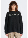 MIKINA GANT REL BOUCLE APPLIQUE C-NECK SWEAT černá XS