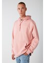 GRIMELANGE Jorge Men's Soft Soft Fabric Hooded Corded Regular Fit Pink Sweatshirt