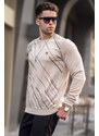 Madmext Beige Patterned Crewneck Knitwear Sweater 5963