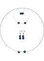 GeorGina Dámské šperkové sety venuše, náhrdelníky, náramky, náušnice a prsteny s tmavě modrými perličkami cik cak