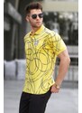 Madmext Yellow Patterned Polo Neck T-Shirt 5873