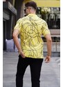 Madmext Yellow Patterned Polo Neck T-Shirt 5873