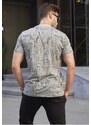 Madmext Dyed Gray Slim Fit Patterned Men's T-Shirt 6074