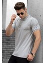Madmext Shoulder Print Gray Men's Polo T-Shirt 4585
