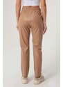 Lafaba Women's Beige Elastic Leather Pants