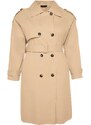 Trendyol Curve Light Khaki Waist Belted Gabardinena Trench Coat