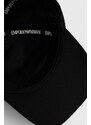 Dětská bavlněná kšiltovka Emporio Armani černá barva, s aplikací