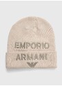 Dětská čepice s příměsí vlny Emporio Armani béžová barva