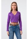Lafaba Women's Purple Zipper Detailed Knitted Blouse