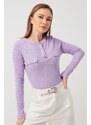 Lafaba Women's Lilac Pocket Detailed Knitted Blouse