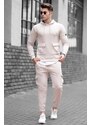 Madmext Beige Pocket Detailed Men's Tracksuit Set 4726