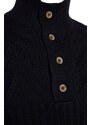 Trendyol Navy Blue Men's Slim Fit Half Turtleneck Buttoned Knitwear Sweater