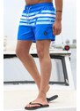 Madmext Men's Blue Striped Marine Shorts 6363