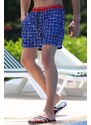 Madmext Navy Blue Men's Plaid Shorts 4258