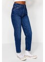 Trendyol Tmavě modré džíny s vysokým pasem