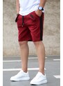 Madmext Burgundy Capri Shorts with Side Stripes 2919