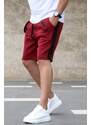 Madmext Burgundy Capri Shorts with Side Stripes 2919