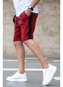 Madmext Burgundy Capri Shorts with Side Stripes 2919