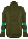 Trendyol Khaki měkký texturovaný pletený svetr