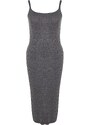 Trendyol Curve Anthracite 2-dílný úplet Cardigan-Dress