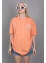 Madmext Orange Printed Oversized T-Shirt