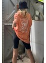 Madmext Orange Printed Oversized T-Shirt