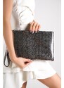 Capone Outfitters Mirrored Crocodile Patterned Paris Women's Clutch Bag