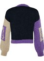 Trendyol Navy Blue Soft Textured Color Block Knitwear Sweater