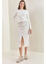 Bianco Lucci Women's Buttoned Knitwear Skirt