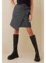 Madmext Women's Anthracite Basic Tie Fabric Skirt