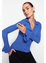 Trendyol Saks Premium Textured Spanish Sleeve Flexible Knitted Shirt