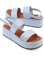 Capone Outfitters Denim Jeans Wedge Heeled Women's Sandals