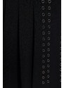 Trendyol Black Crepe Eyelet Detailed Pleated Mini, Stretchy Knitted Skirt