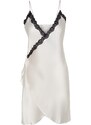 Trendyol Ecru Double Breasted Lace Detailed Satin Woven Nightgown