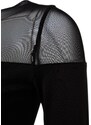 Trendyol Black Smart Tulle Detailed Slim Crop Crew Neck Ribbed Flexible Knitted Blouse