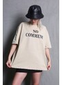 Madmext Beige Printed Crew Neck Women's T-Shirt