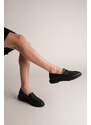 Marjin Women's Genuine Leather Loafers Casual Shoes Rutel Black