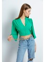 Lafaba Women's Green Crop Blouse