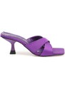 Capone Outfitters Capone Flat Toe Women's Cross-Band Hourglass Heels Satin Purple Women's Slippers