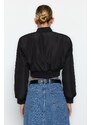 Trendyol černý oversize nepromokavý crop bomber bunda kabát